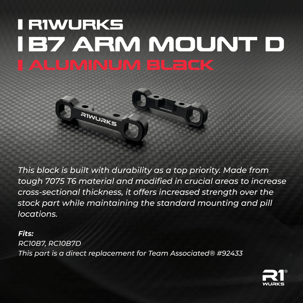 R1WURKS B7 Arm Mount D, Aluminum, Black – R1 Brushless Motor Lab, LLC.