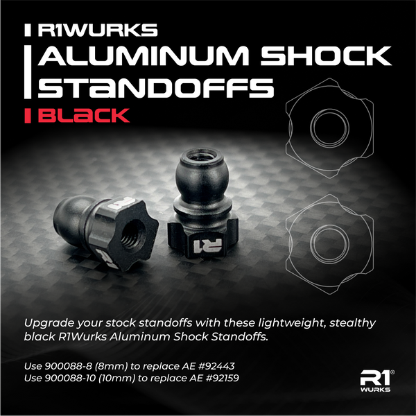 OD アルミインボードショックマウント ブラック R1WURKS Shock Stand-offs, Black, Aluminum – R1 Brushless Motor Lab