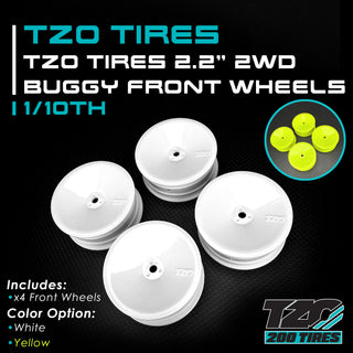 TZO Tires 2.2" 1/10 2WD Buggy Front Wheels, 4PCS