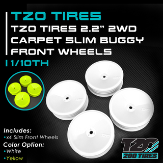 TZO Tires 2.2" 1/10 2WD CARPET SLIM Buggy Front Wheels, 4PCS