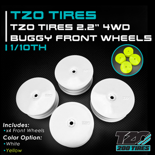 TZO Tires 2.2" 1/10 4WD Buggy Front Wheels, 4PCS