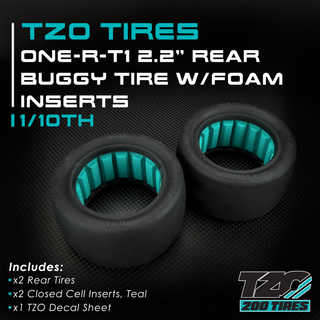 TZO Tires One-R-T1 2.2" Rear Buggy Tire w/Foam Inserts, 1/10th (1Pair)