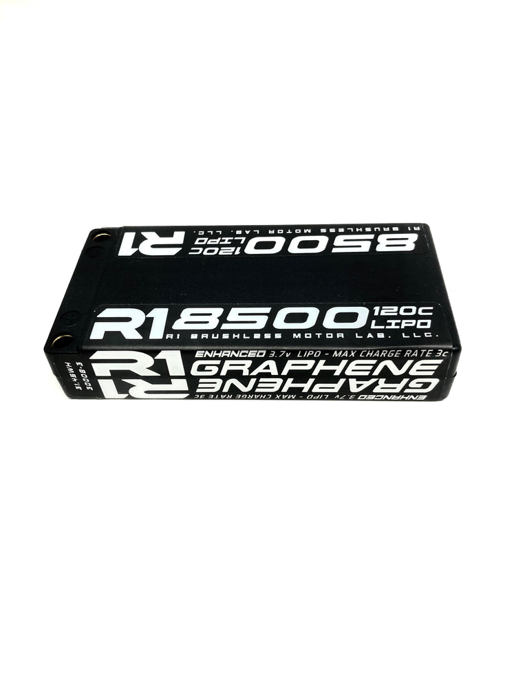 R1 8500mah 120C 3.7V 1s LIPO Graphene Battery 030008-3 - R1 Brushless Motor Lab, LLC.